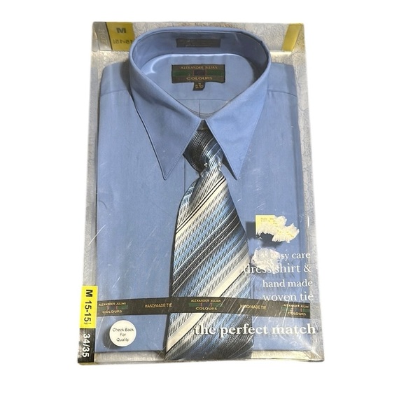 Alexander Julian NWT Men's Blue Dress Shirt and Tie Set Size M 15-15 1/2 34/35 - Picture 1 of 5